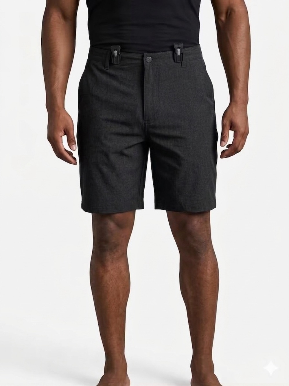 Pebble Beach Flat Front Black & Grey Speckled Performance Golf Shorts S 36 NWT